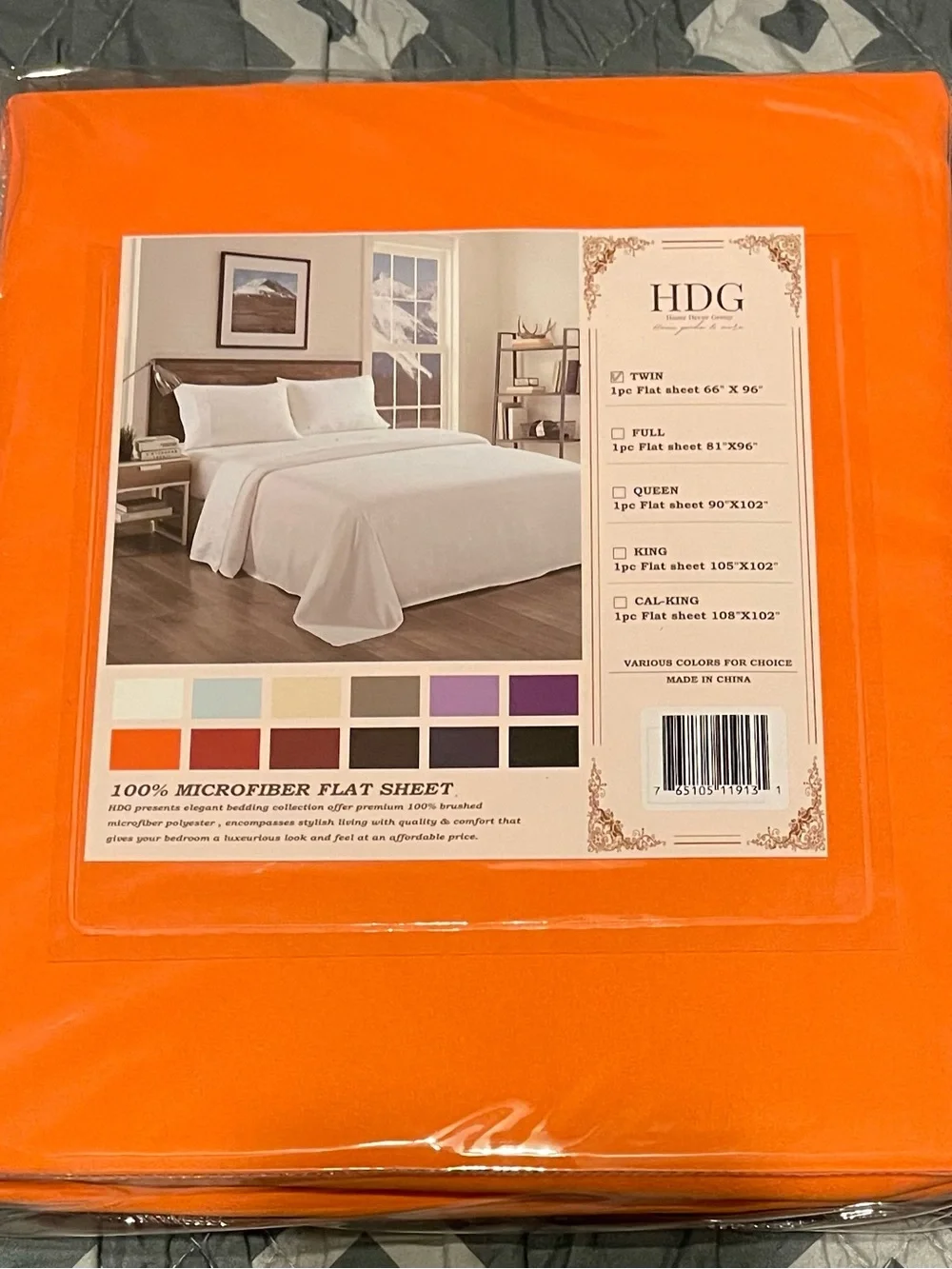 Orange Microfiber Flat Sheet - Vibrant Orange Bedding